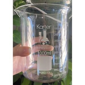 Karter 1000ml Low Form‎ Graduated Glass Beaker, 3.3 Boro., Graduated (Single)